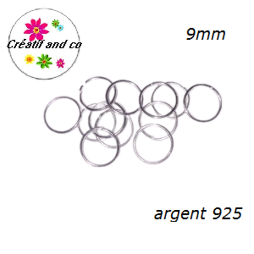 X10 anneaux de jonction fin 9mm plaqué argent 925
