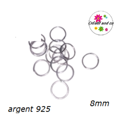 X10 anneaux de jonction fin 8mm plaqué argent 925