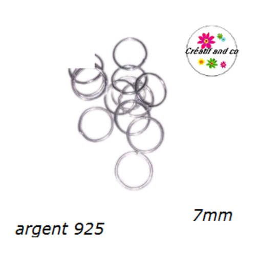 X10 anneaux de jonction fin 7mm plaqué argent 925