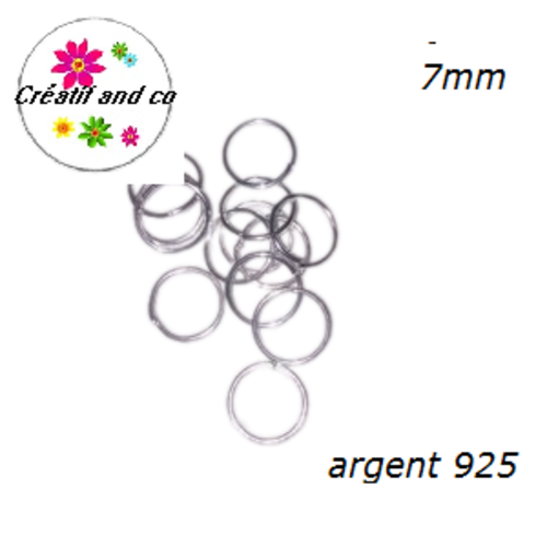 X10 anneaux de jonction fin 7mm plaqué argent 925