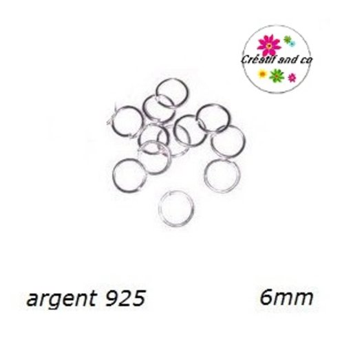 X10 anneaux de jonction fin 6mm plaqué argent 925