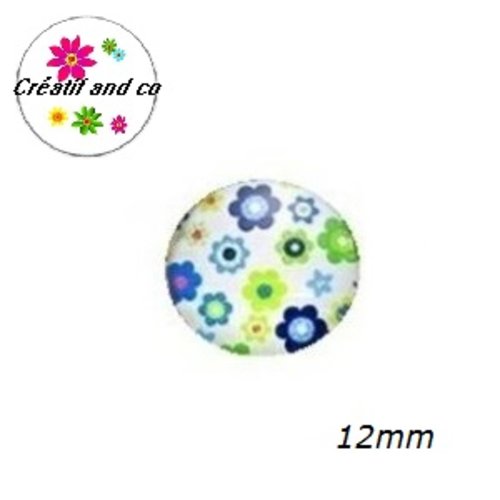 X2 cabochons fleuris 12mm