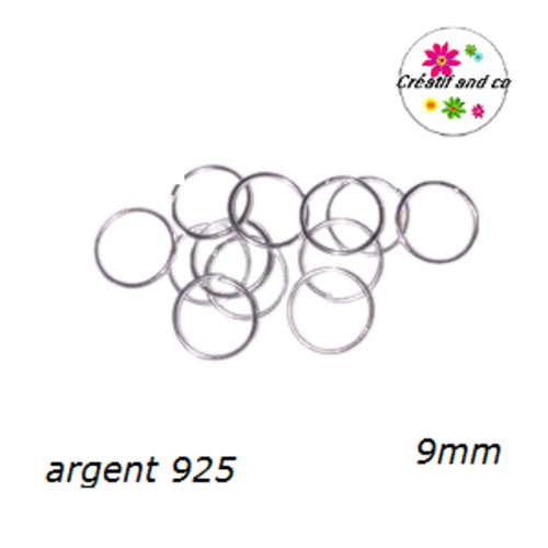 X50 anneaux de jonction fin 9mm plaqué argent 925