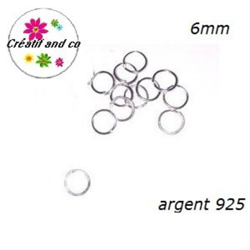 X50 anneaux de jonction fin 6mm plaqué argent 925