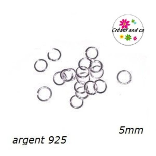 X50 anneaux de jonction fin 5mm plaqué argent 925