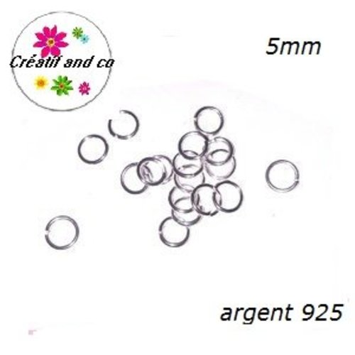 X50 anneaux de jonction fin 5mm plaqué argent 925