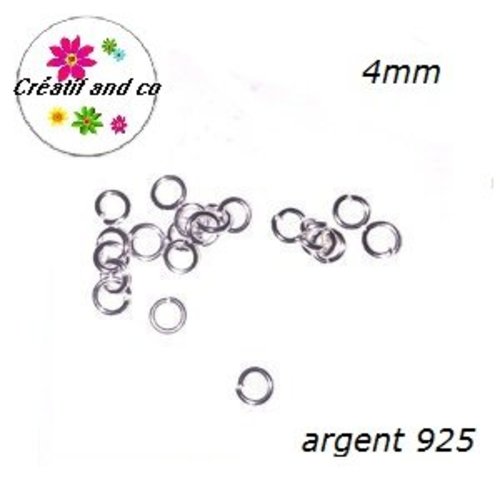 X50 anneaux de jonction fin 4mm plaqué argent 925