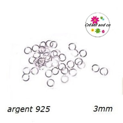 X50 anneaux de jonction fin 3mm plaqué argent 925