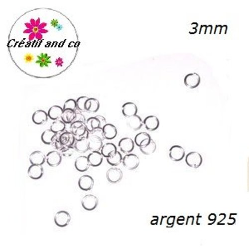 X50 anneaux de jonction fin 3mm plaqué argent 925