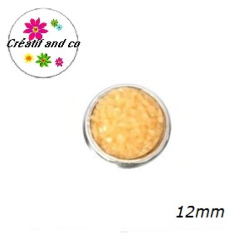 Bouton pression effet druzy jaune d'or résine 12mm