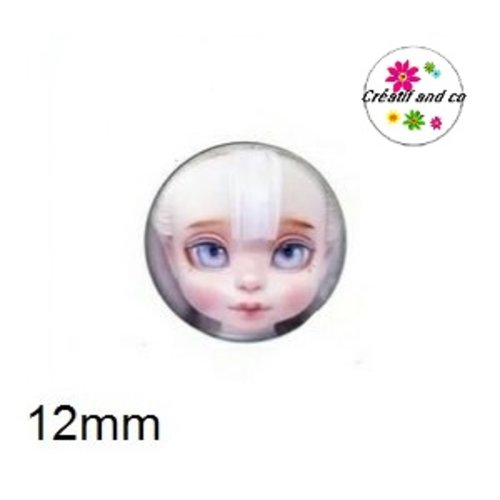 X2 cabochons visage poupée 12mm