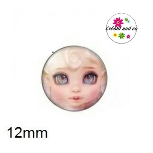 X2 cabochons visage poupée 12mm
