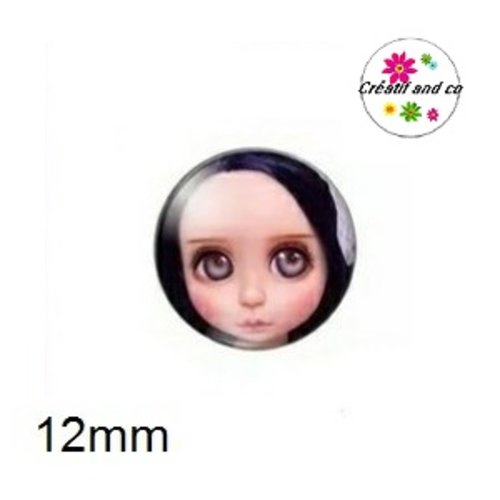 X2 cabochons visage poupée 12mm