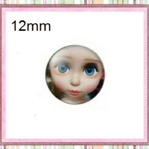 X2 cabochons visage poupée 12mm