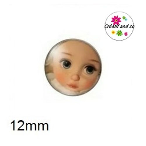 X2 cabochons visage poupée 12mm