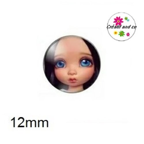 X2 cabochons visage poupée 12mm