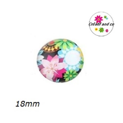 Cabochon fleuri coloré 18mm