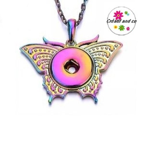 Collier multicouleur papillon pour bouton pression