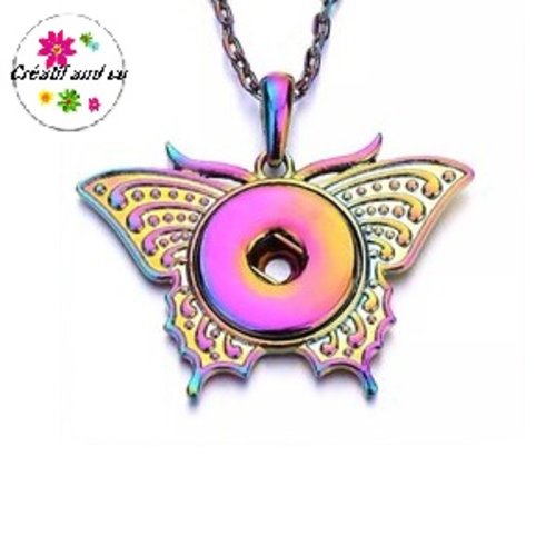 Collier multicouleur papillon pour bouton pression