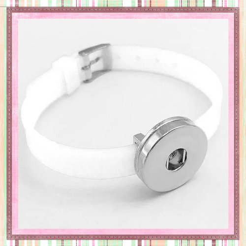 Bracelet bouton pression silicone blanc