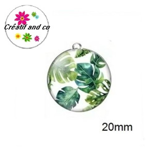 Pendentif cabochon feuille tropicale 20mm