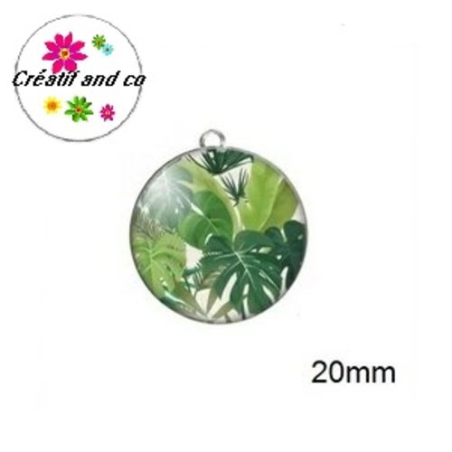 Pendentif cabochon feuille tropicale 20mm