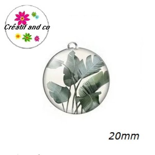 Pendentif cabochon feuille tropicale 20mm