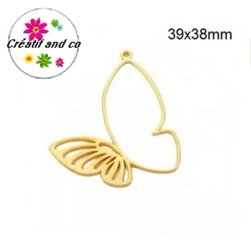 Pendentif grand papillon doré 39mm