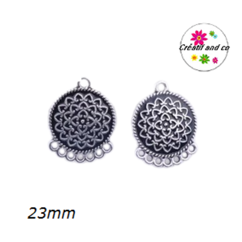 Connecteur chandelier rond  émail noir 23mm