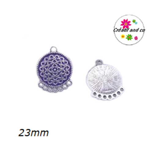 Connecteur chandelier rond émail mauve 23mm