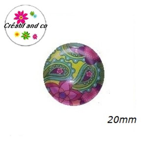 Cabochon à motif coloré 20mm
