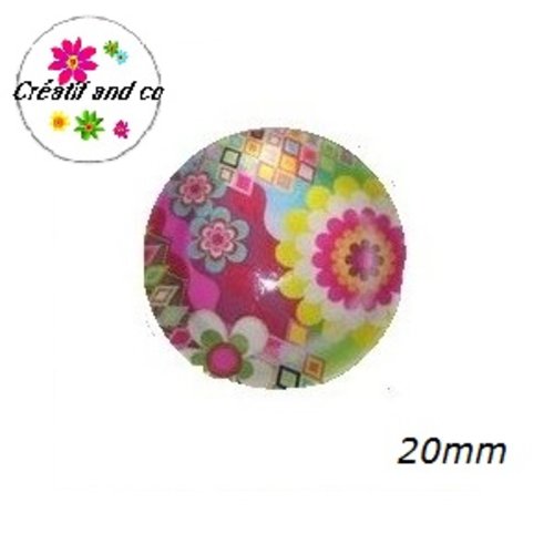 Cabochon à motif coloré 20mm