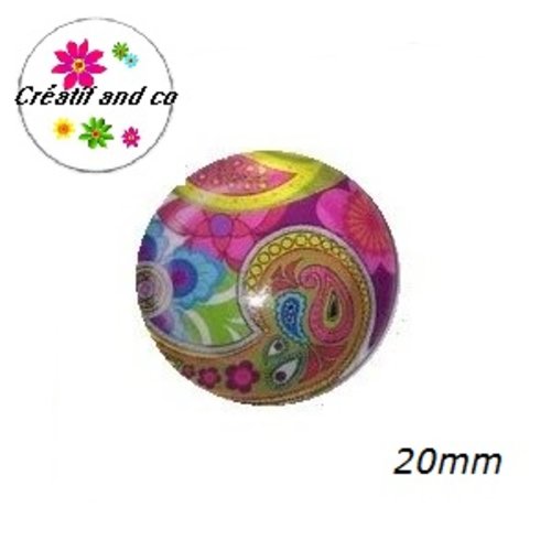 Cabochon à motif coloré 20mm
