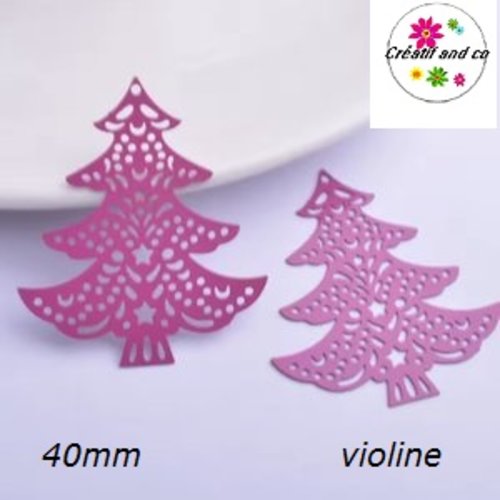 Breloque estampe grand sapin violine 40mm