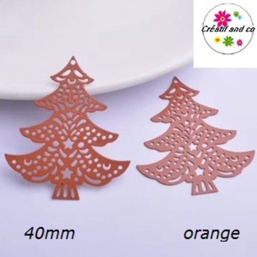 Breloque estampe grand sapin orange 40mm