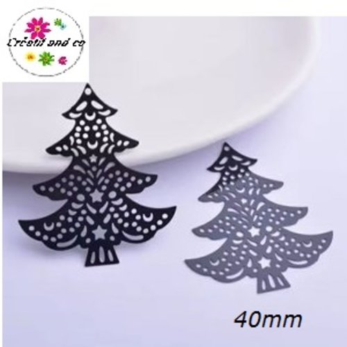 Breloque estampe grand sapin noir 40mm