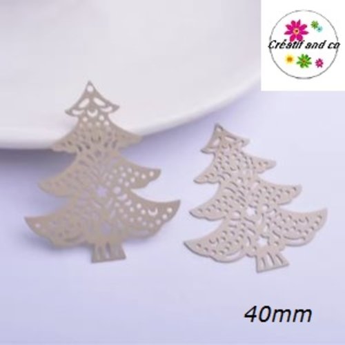 Breloque estampe grand sapin marron clair 40mm