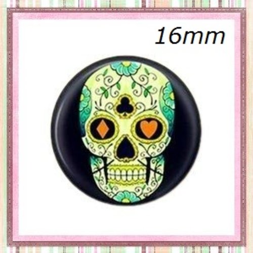 X2 cabochons tête de mort 16mm