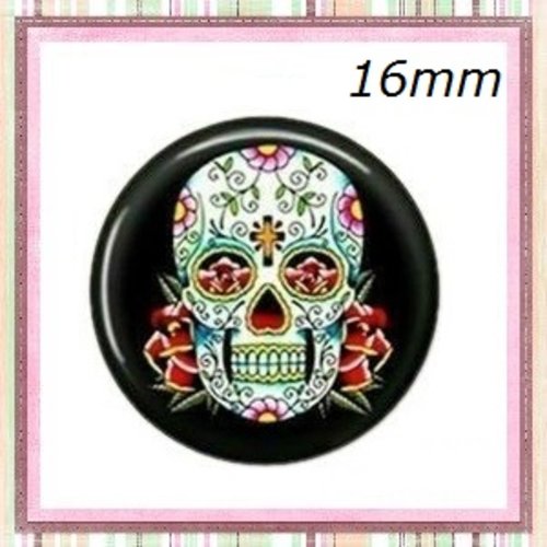 X2 cabochons tête de mort 16mm