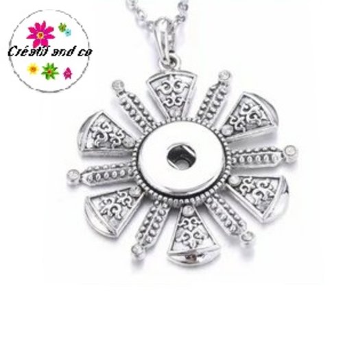 Collier grand cercle et strass pour bouton pression