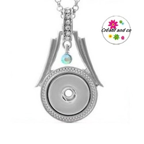 Collier pendentif et strass pour bouton pression