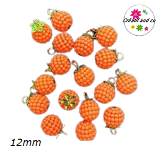 Breloque ronde acrylique orange clair 12mm
