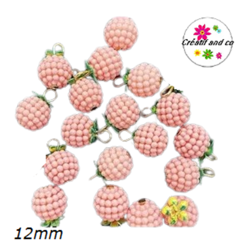 Breloque ronde acrylique rose 12mm