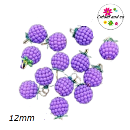 Breloque ronde acrylique mauve 12mm