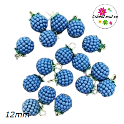 Breloque ronde acrylique bleu roi 12mm