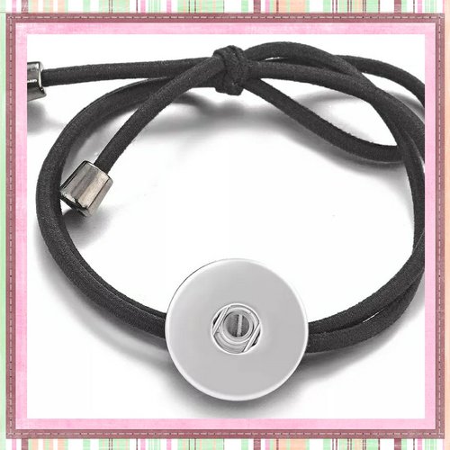 Bracelet élastique noir pour bouton pression 18mm