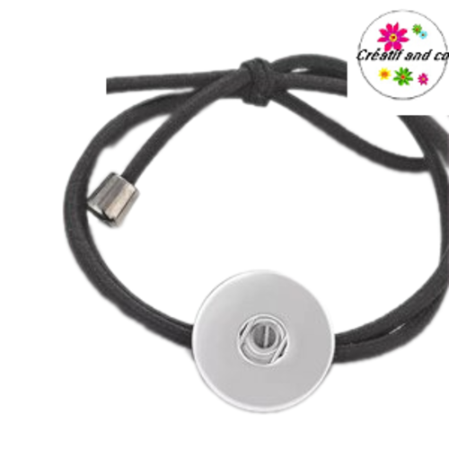 Bracelet élastique noir pour bouton pression 18mm