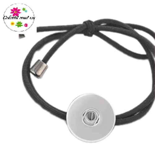 Bracelet élastique noir pour bouton pression 18mm
