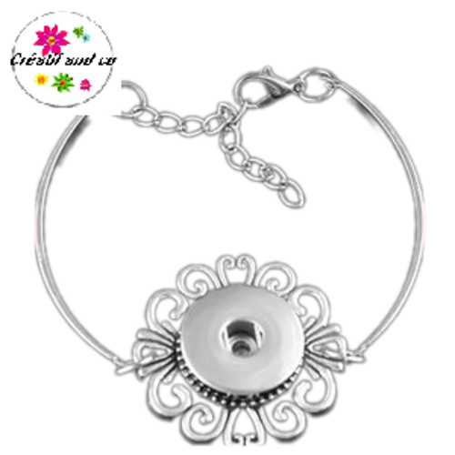 Bracelet fleur acier inoxydable pour bouton pression 18mm