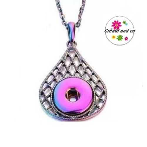Collier pendentif multicouleur  pour bouton pression